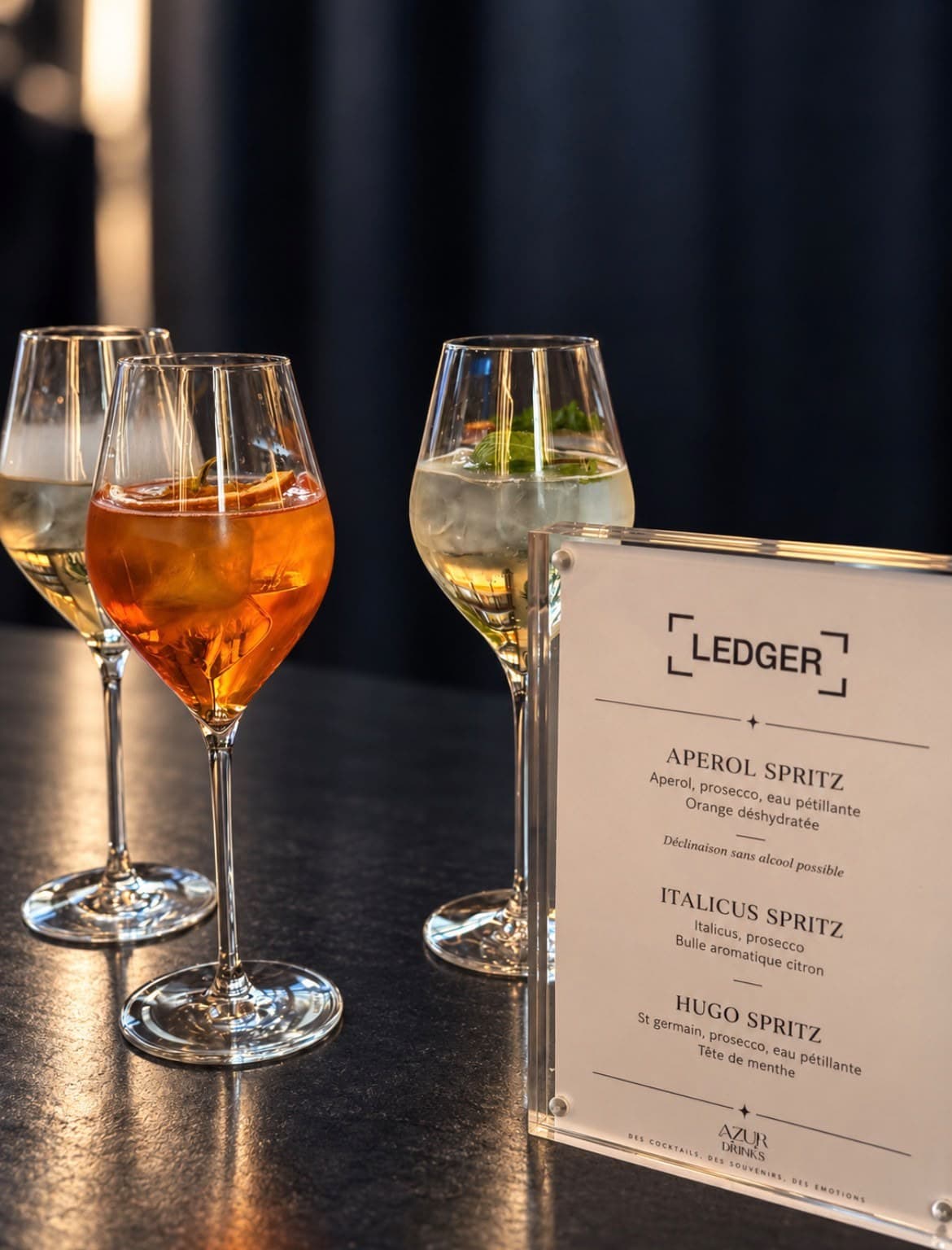 Carte de cocktails créée pour une soirée de marque